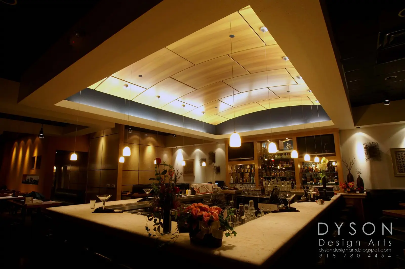 Completed bar area and architectural finishes at Cantina Laredo