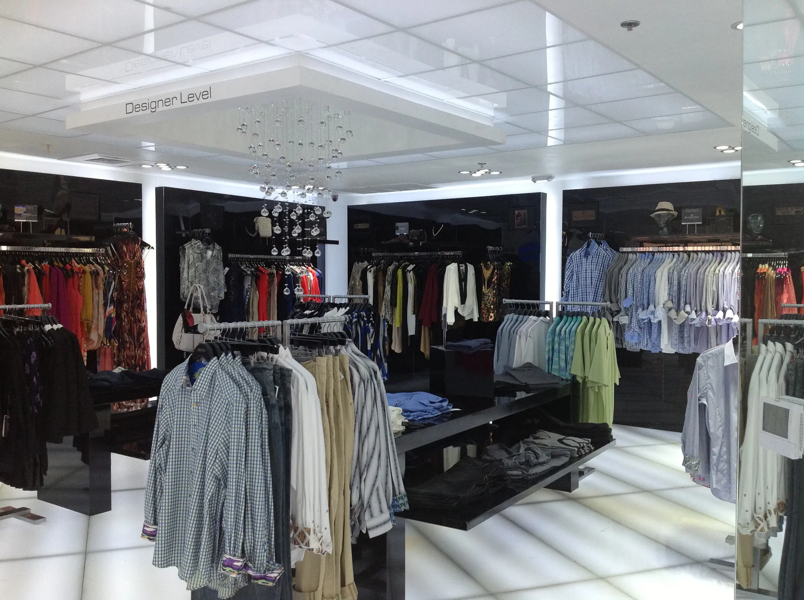 Interior elevation and merchandise displays at Republic of Couture