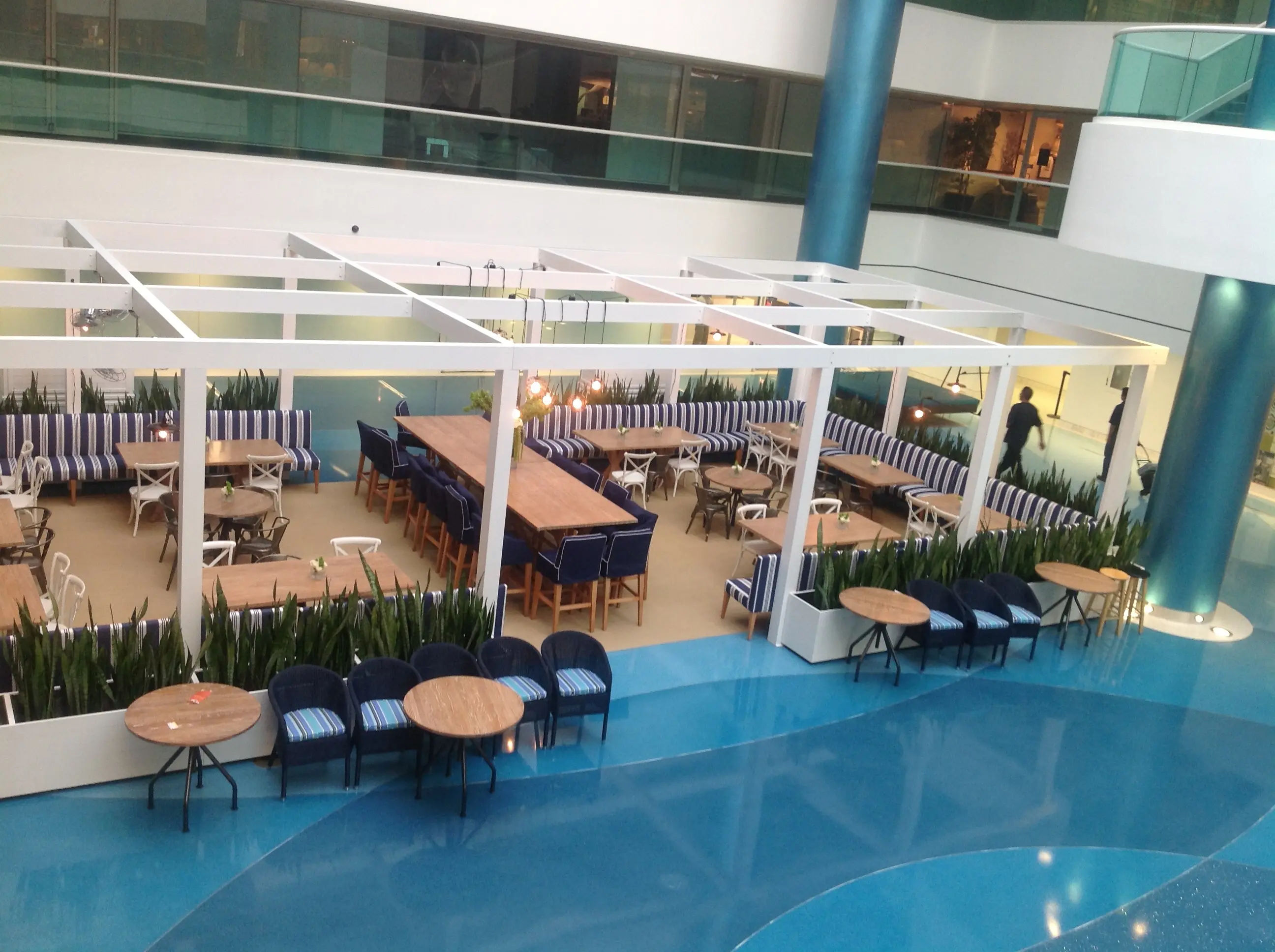 Completed dining interior at Cay Restaurant
